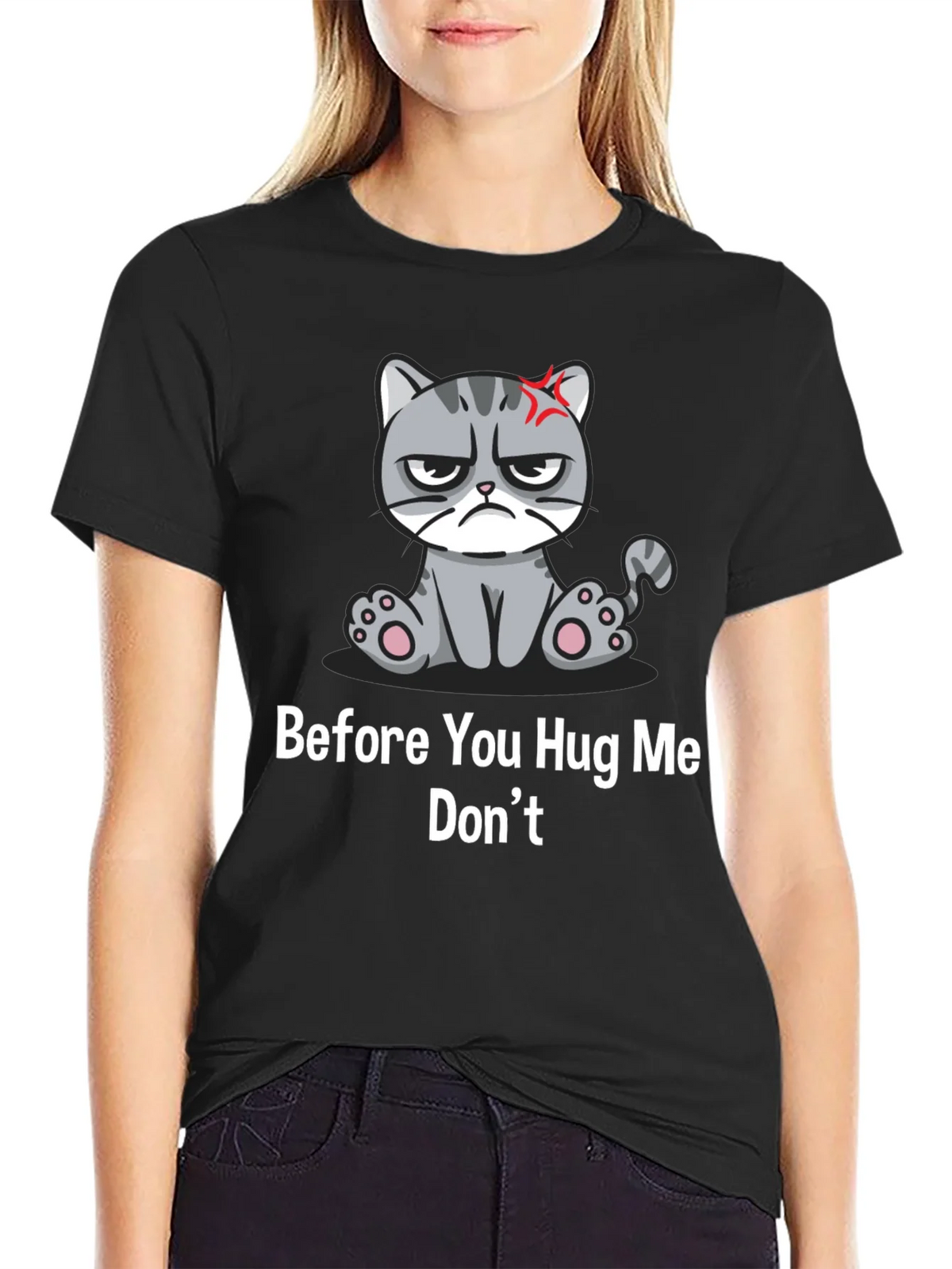 Grumpy Cat Graphic Tee - Before You Hug Me Dont Black product image 2