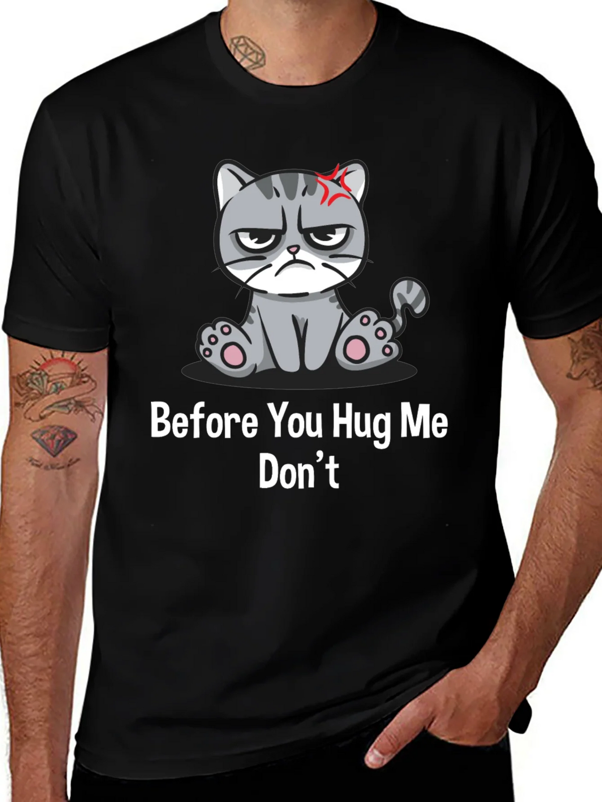 Grumpy Cat Graphic Tee - Before You Hug Me Dont Black product image 1