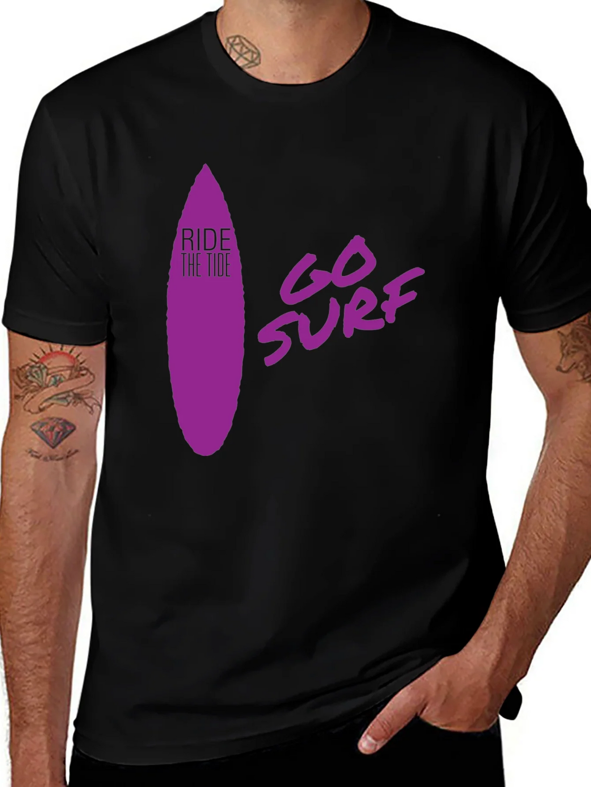 Ride the Tide Surf T-Shirt - Black product image 1