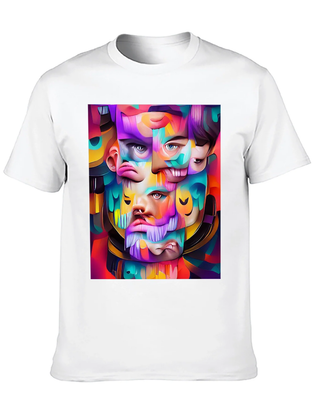 Abstract Face Art Graphic Print Black T-Shirt product image 9
