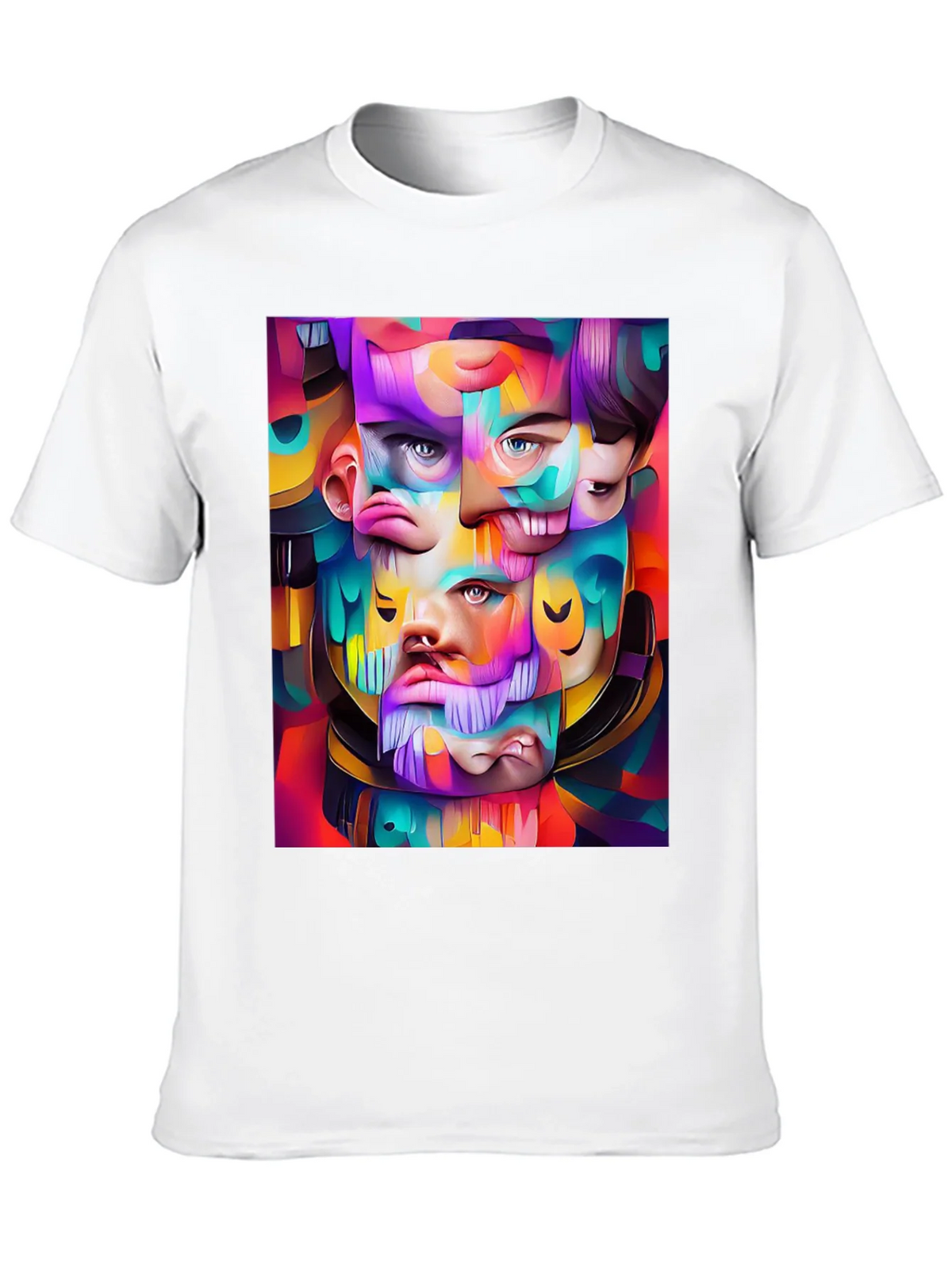 Abstract Face Art Graphic Print Black T-Shirt product image 9