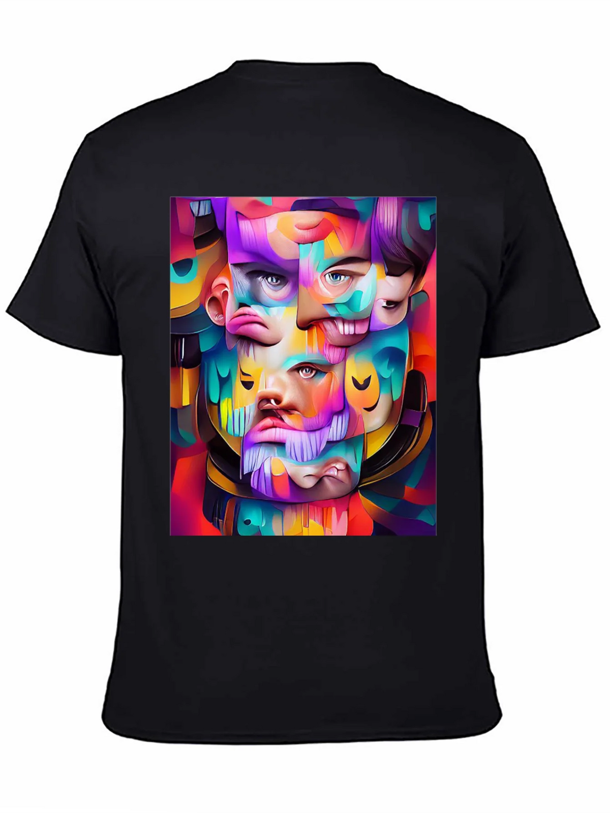 Abstract Face Art Graphic Print Black T-Shirt product image 4