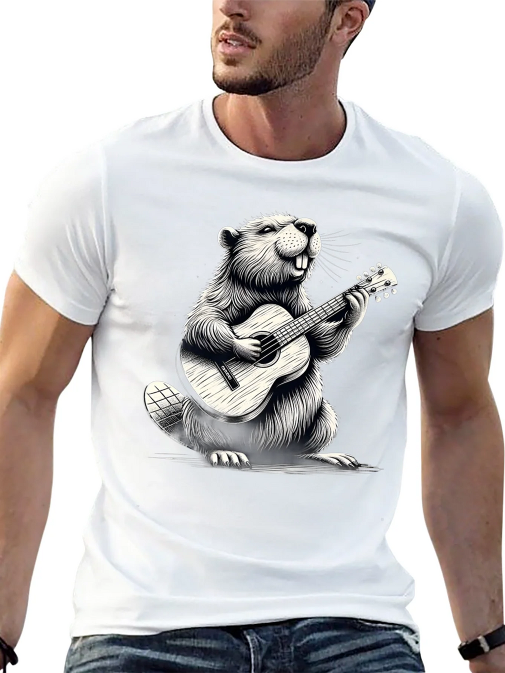 Musician Beaver Graphic Tee - Black product image 4
