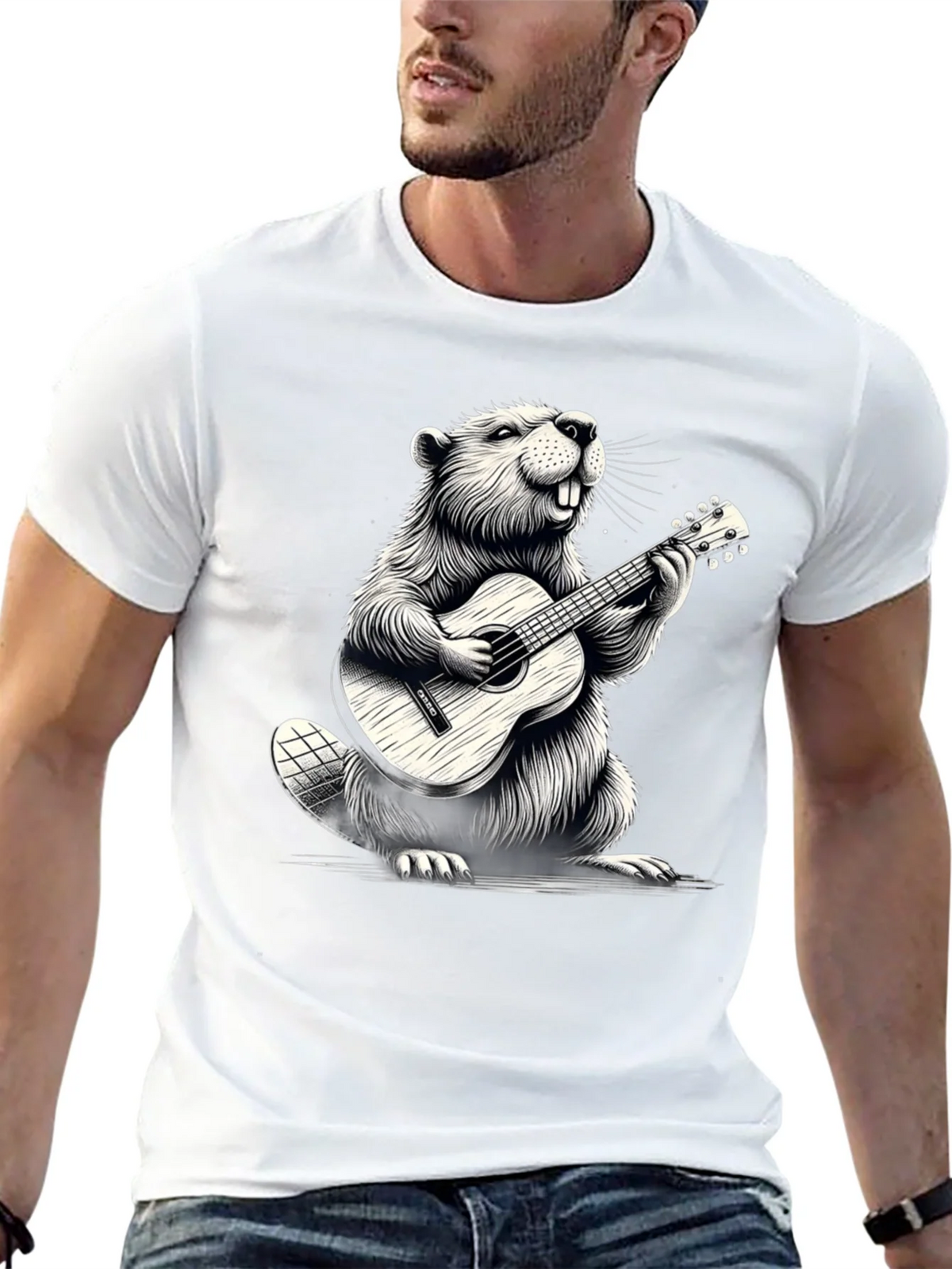 Musician Beaver Graphic Tee - Black product image 4