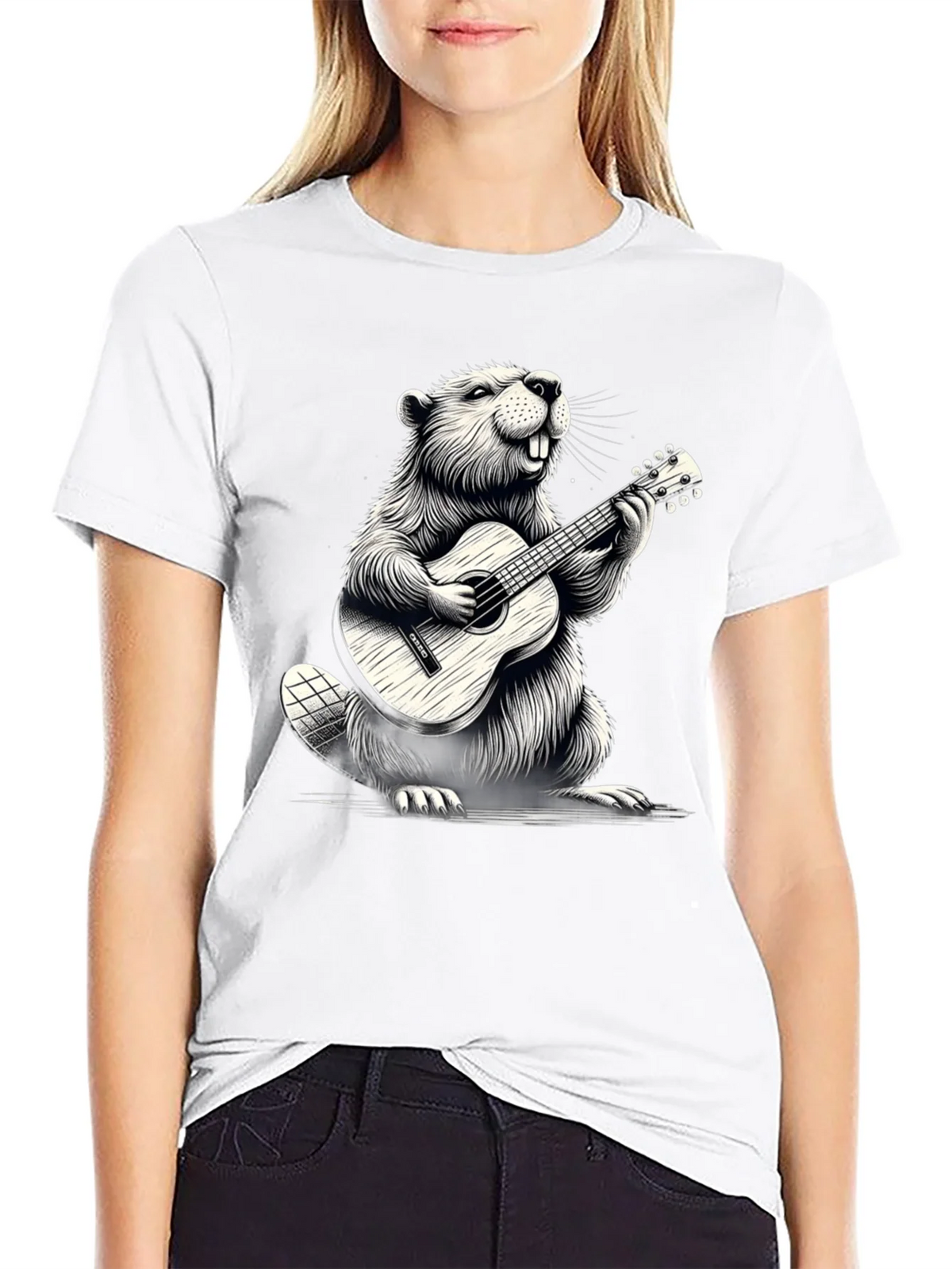 Musician Beaver Graphic Tee - Black product image 2