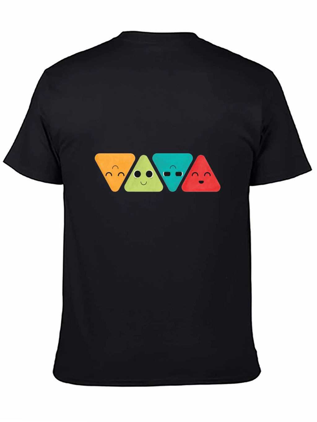 Funny Triangle Faces Graphic Black T-Shirt product image 3