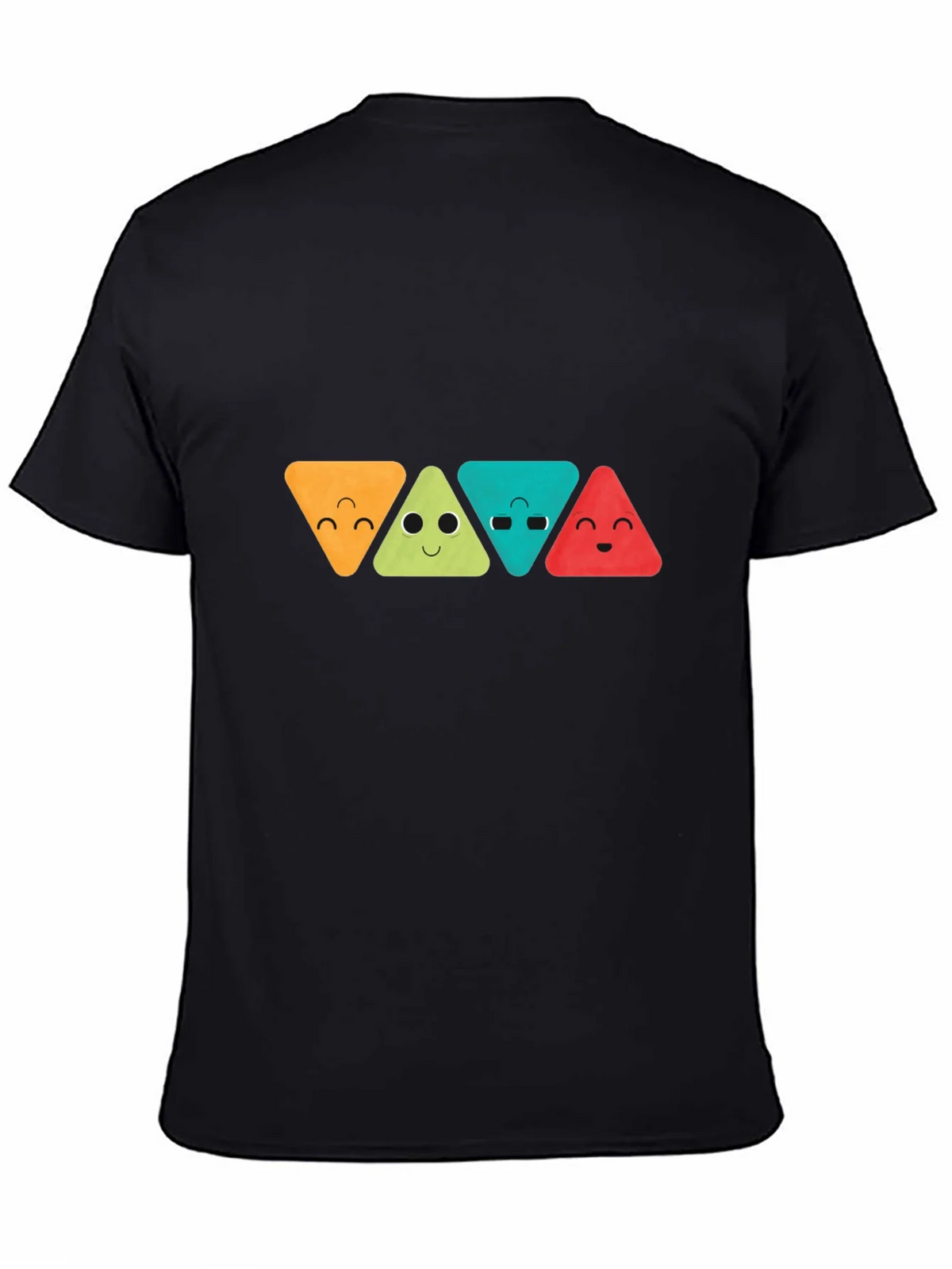 Funny Triangle Faces Graphic Black T-Shirt product image 3