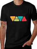 Funny Triangle Faces Graphic Black T-Shirt product image 1