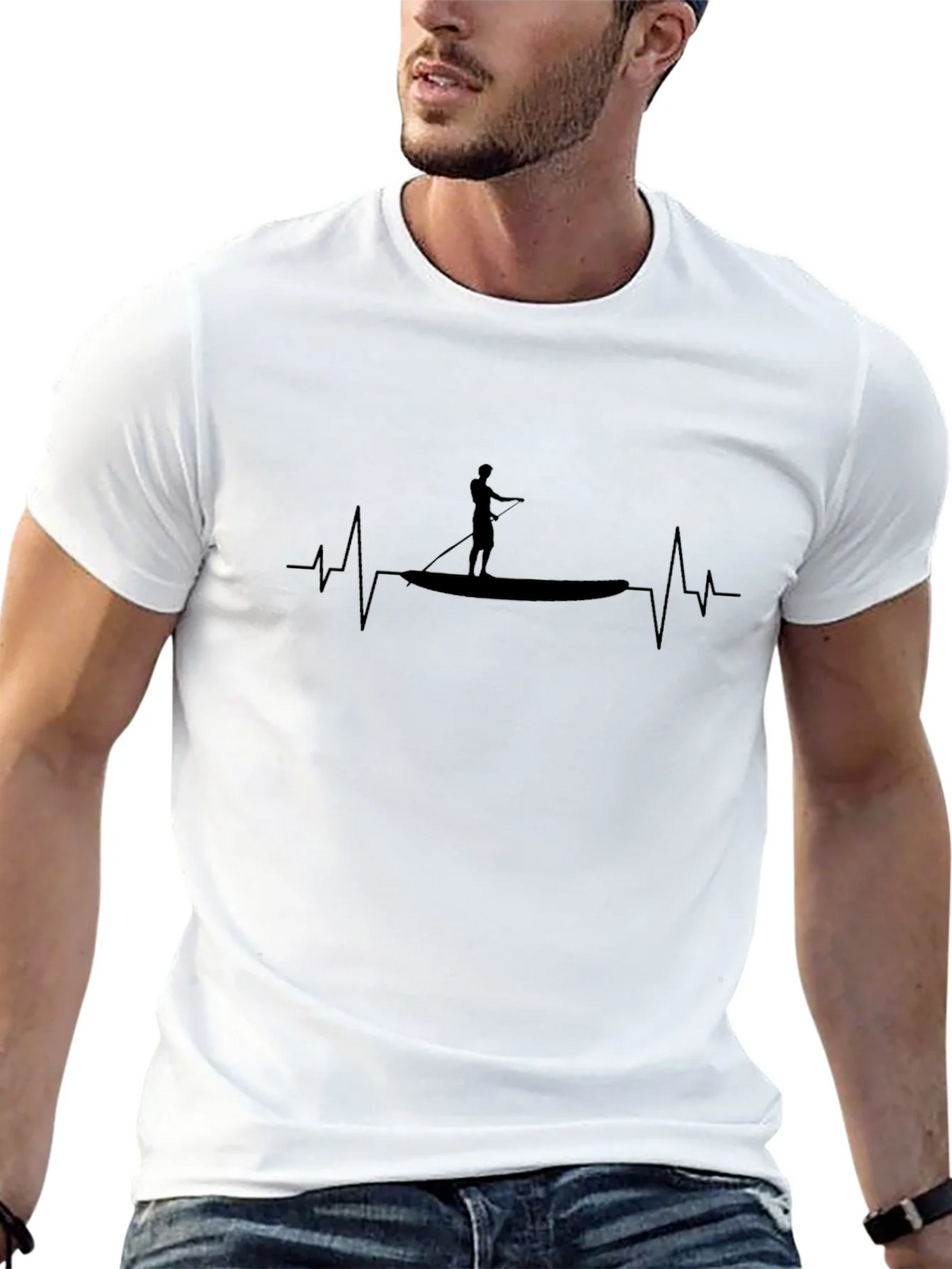 Paddle Board Heartbeat T-Shirt - Black product image 12