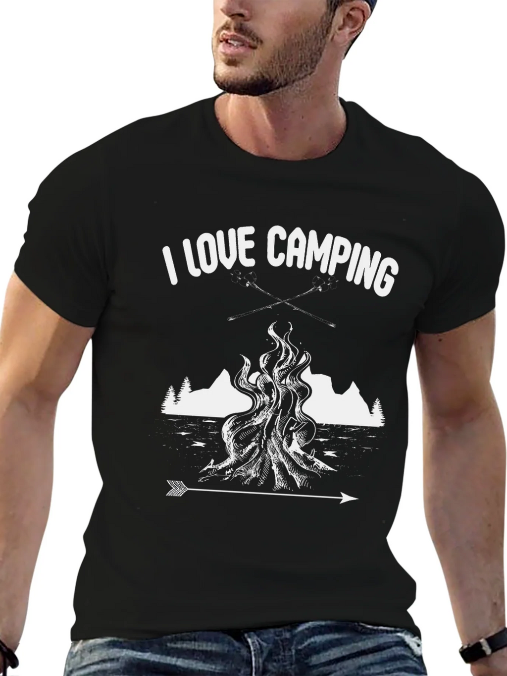 I Love Camping Graphic Tee - Black Cotton Shirt product image 6