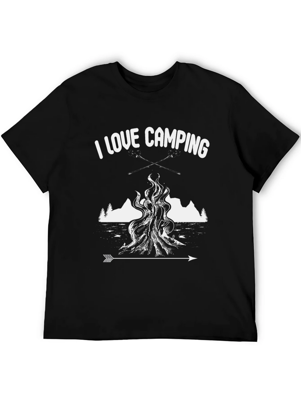 I Love Camping Graphic Tee - Black Cotton Shirt product image 5