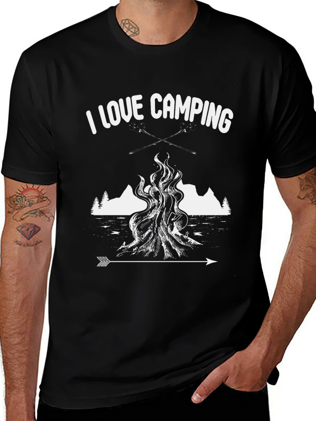 I Love Camping Graphic Tee - Black Cotton Shirt product image 1