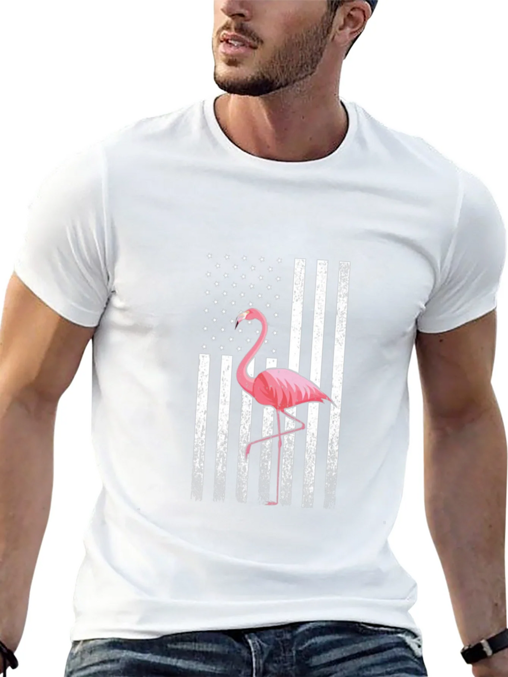 Flamingo American Flag Graphic T-Shirt product image 11