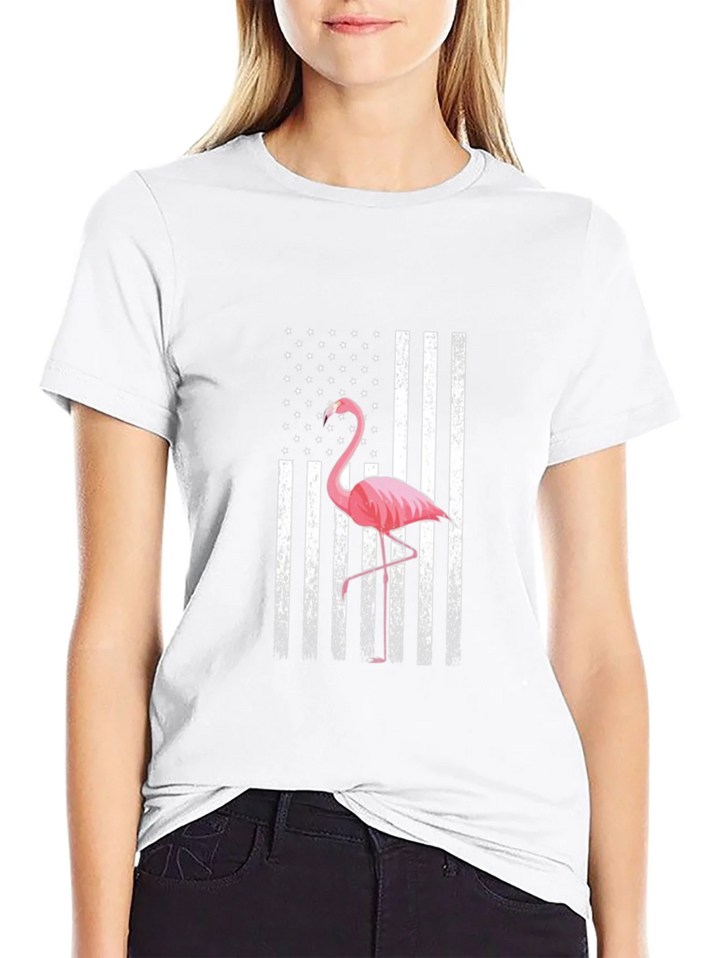 Flamingo American Flag Graphic T-Shirt product image 8