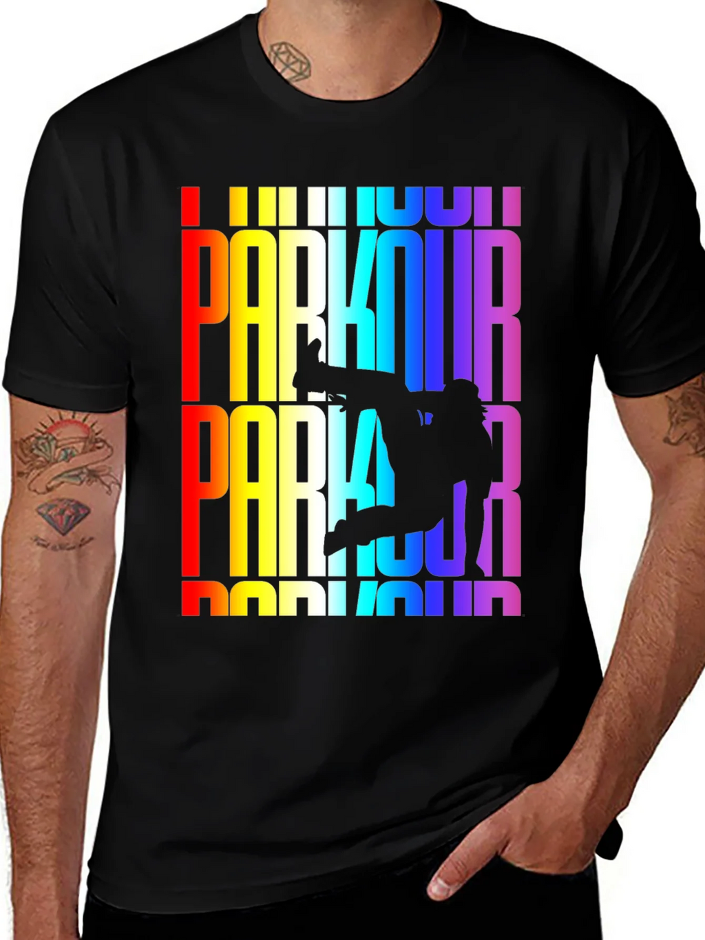 Rainbow Parkour Graphic Tee - Black product image 1