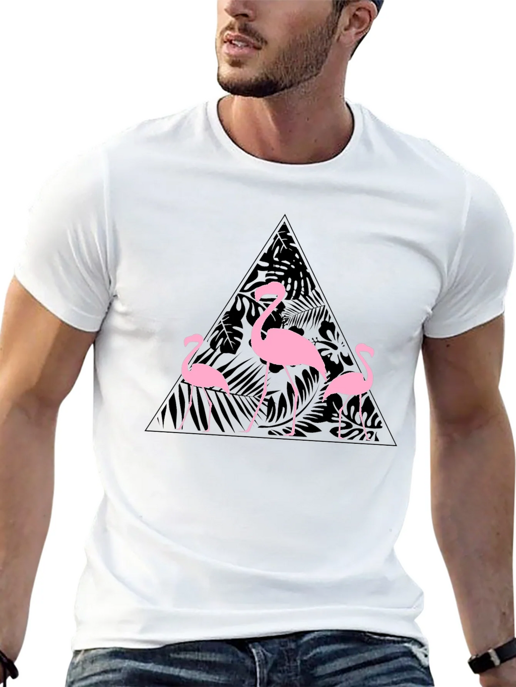 Flamingo Triangle Graphic T-Shirt - Black product image 12