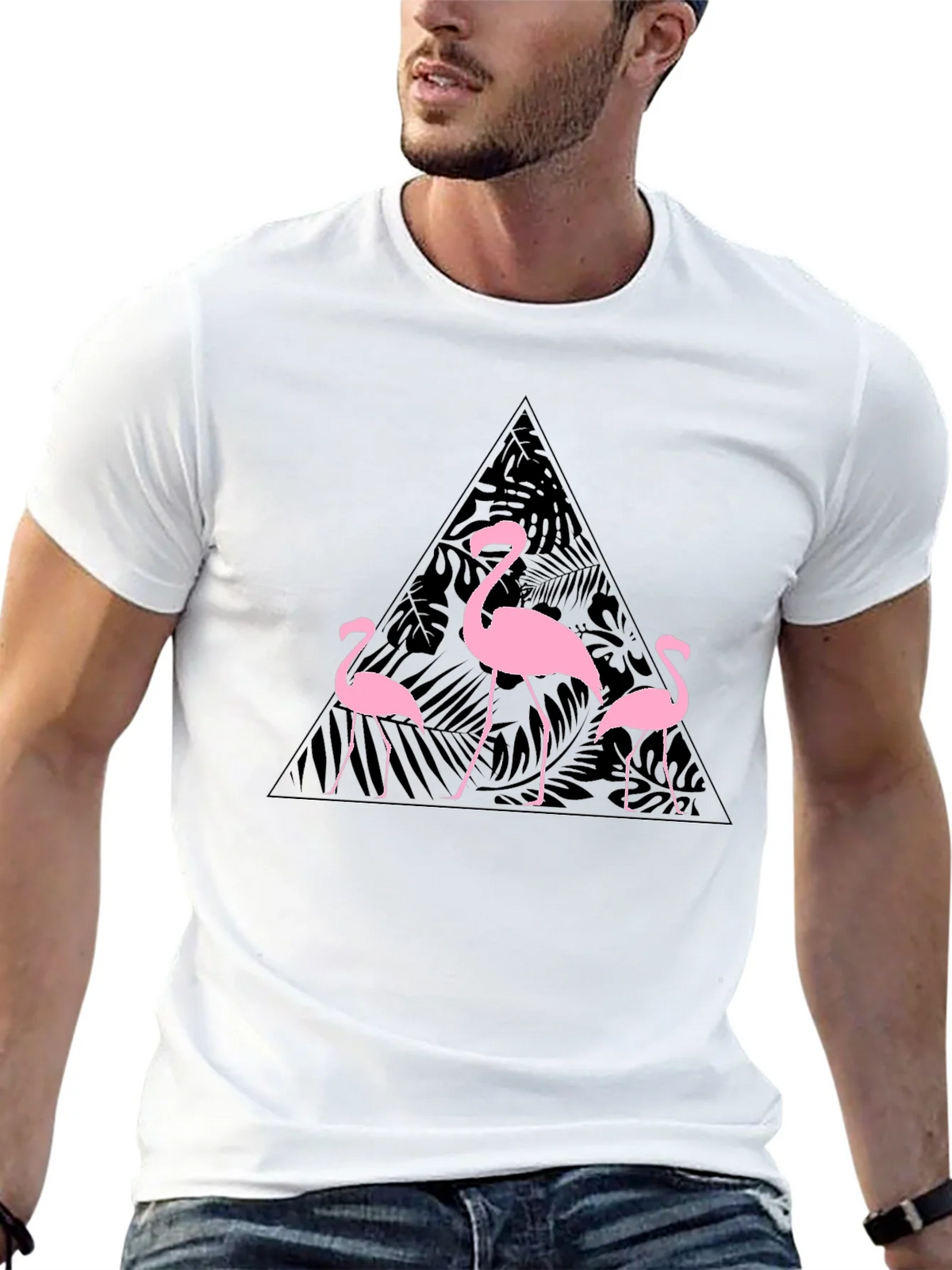 Flamingo Triangle Graphic T-Shirt - Black product image 12