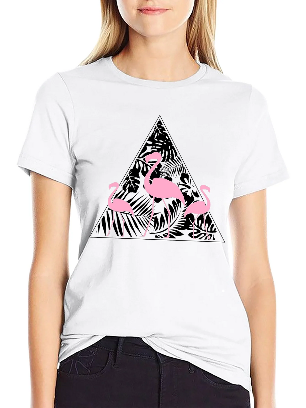 Flamingo Triangle Graphic T-Shirt - Black product image 8