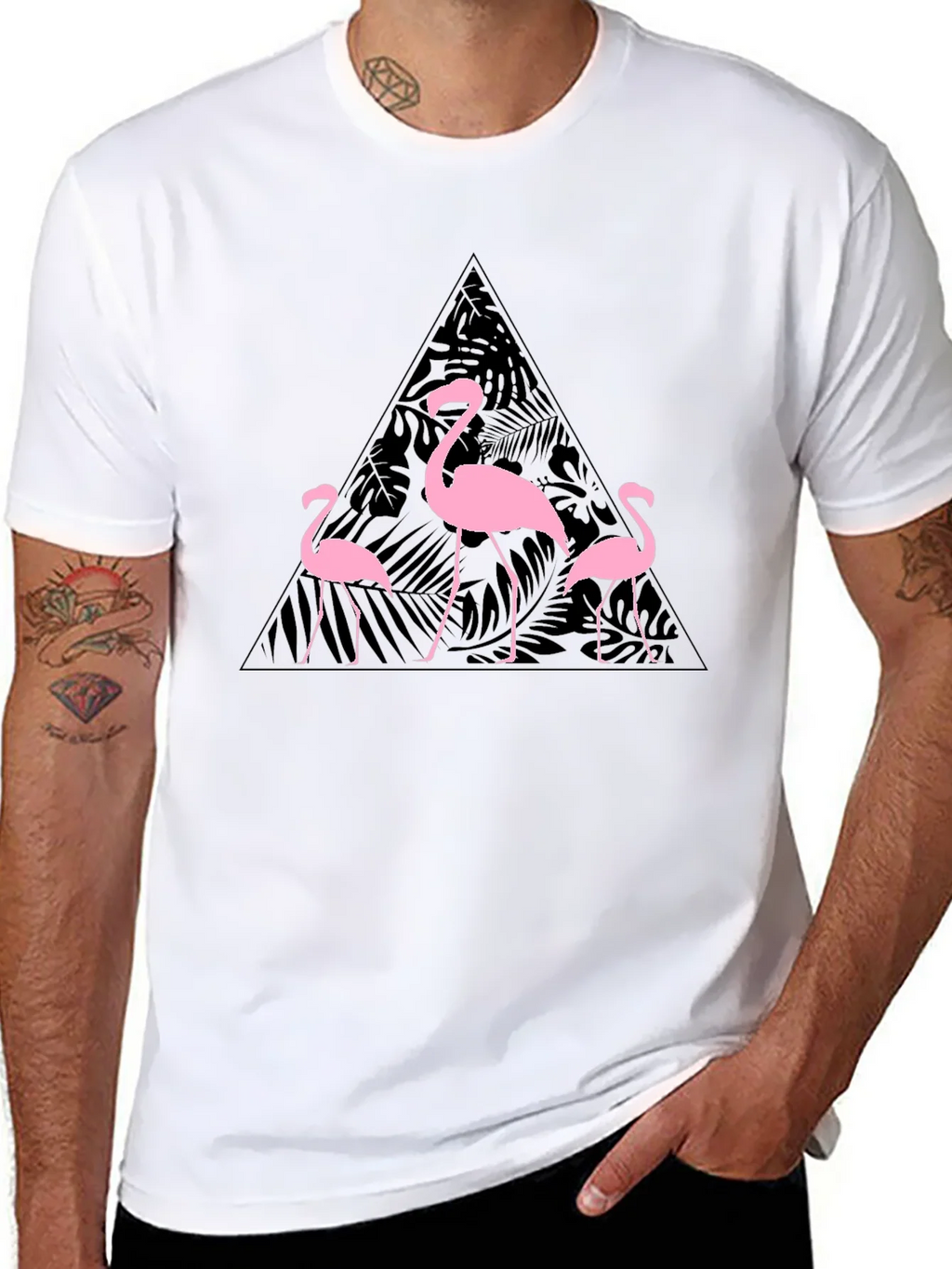 Flamingo Triangle Graphic T-Shirt - Black product image 7
