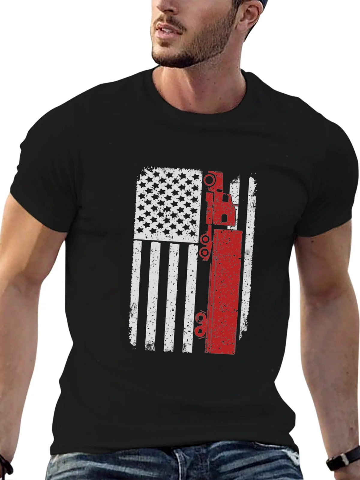 American Flag Crane Operator T-Shirt product image 5