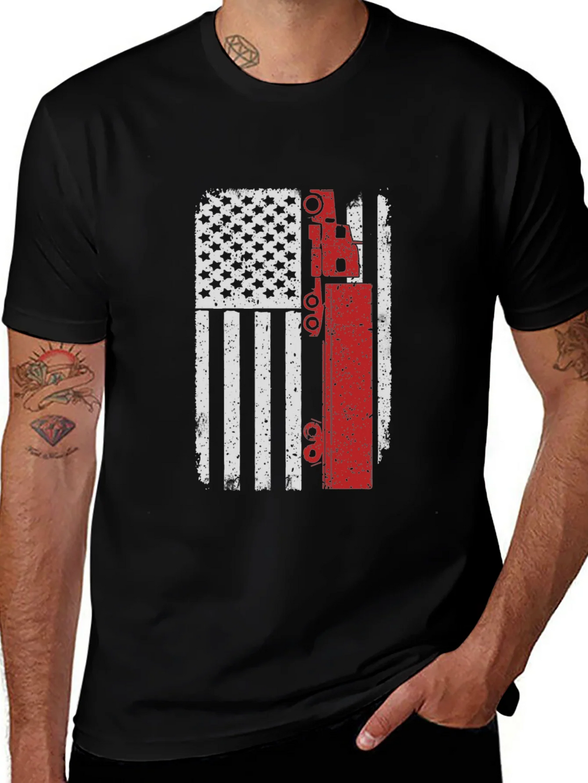 American Flag Crane Operator T-Shirt product image 1