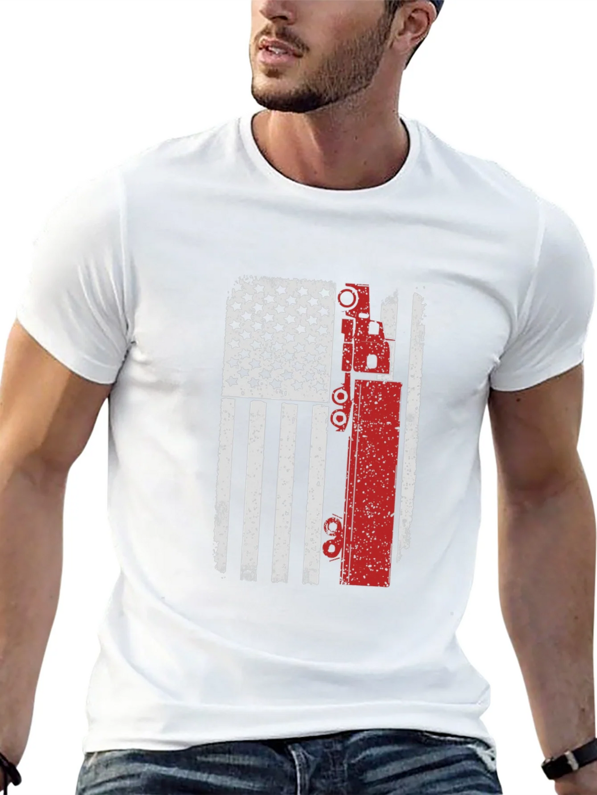 American Flag Crane Operator T-Shirt product image 10