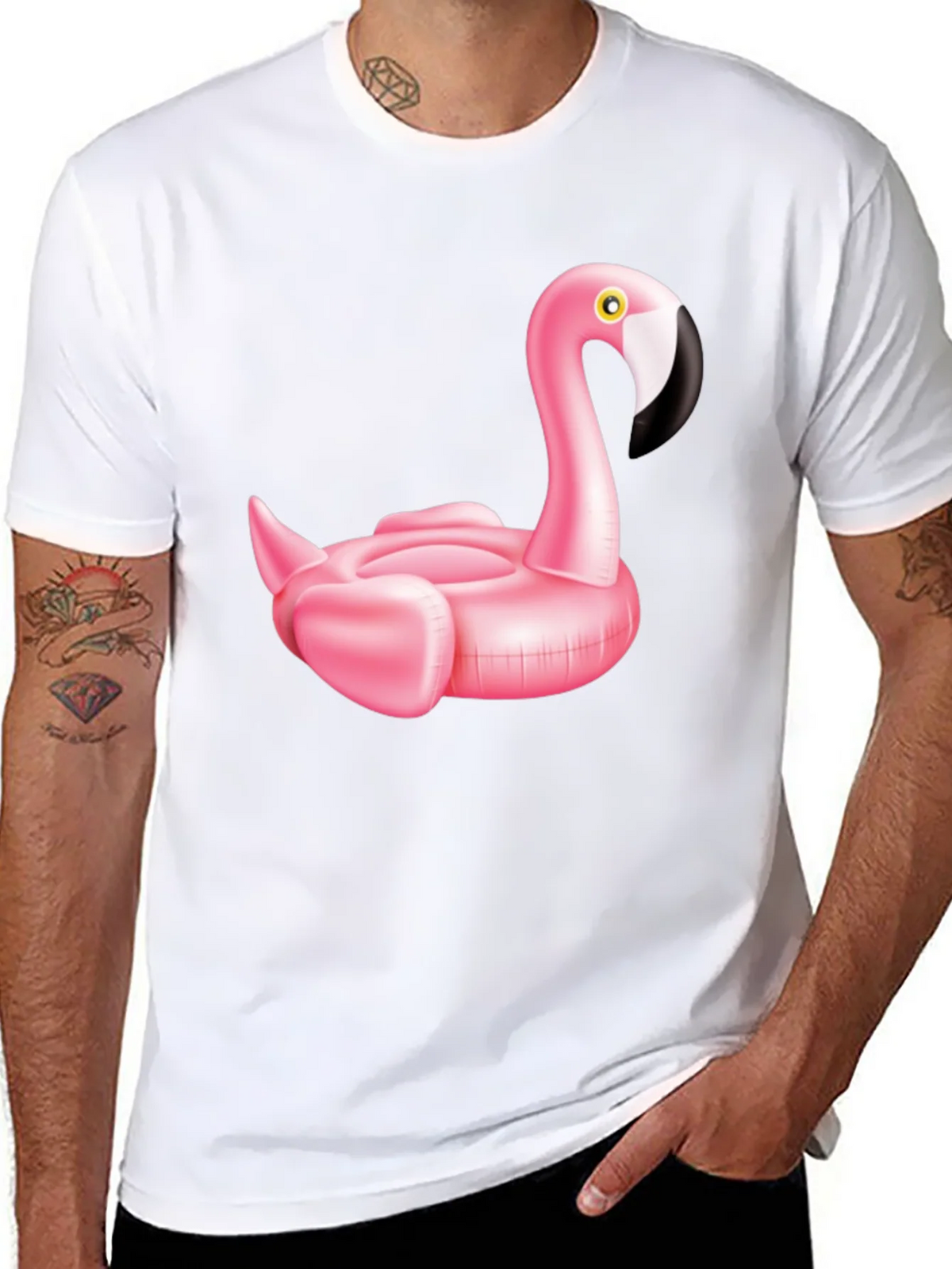 Pink Flamingo Inflatable Pool Float T-Shirt product image 7