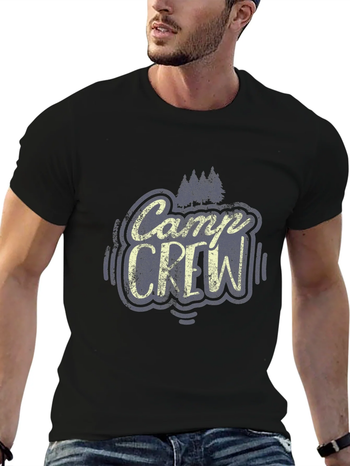 Camp Crew Graphic Tee - Black Cotton T-Shirt product image 6