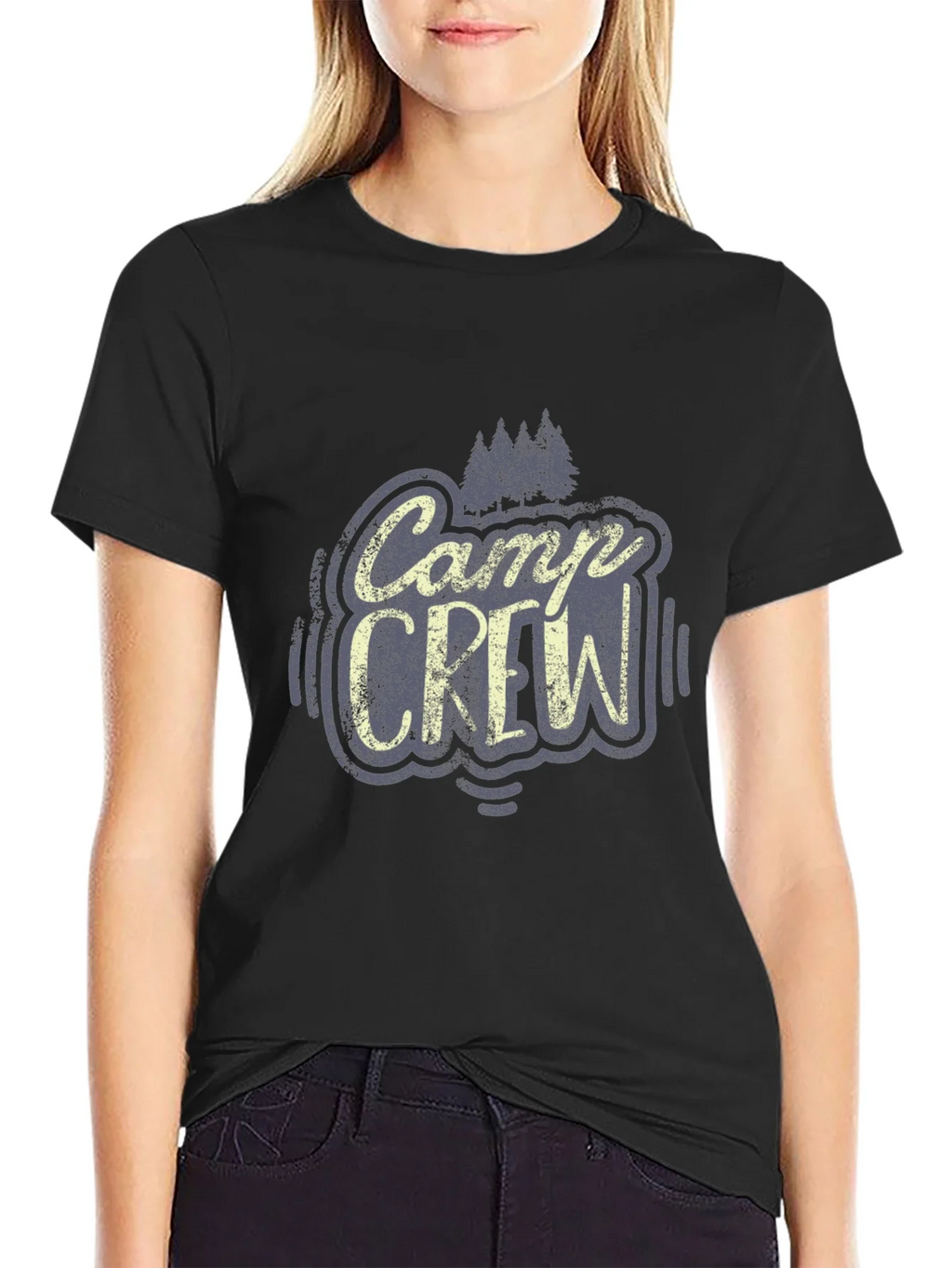 Camp Crew Graphic Tee - Black Cotton T-Shirt product image 2