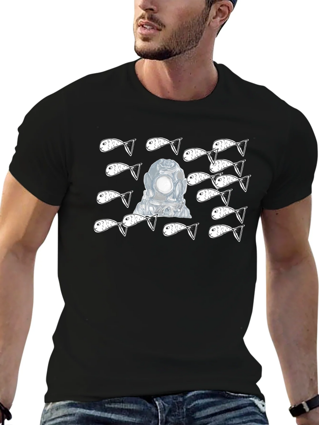 Diver & Fish Graphic Tee - Black product image 6