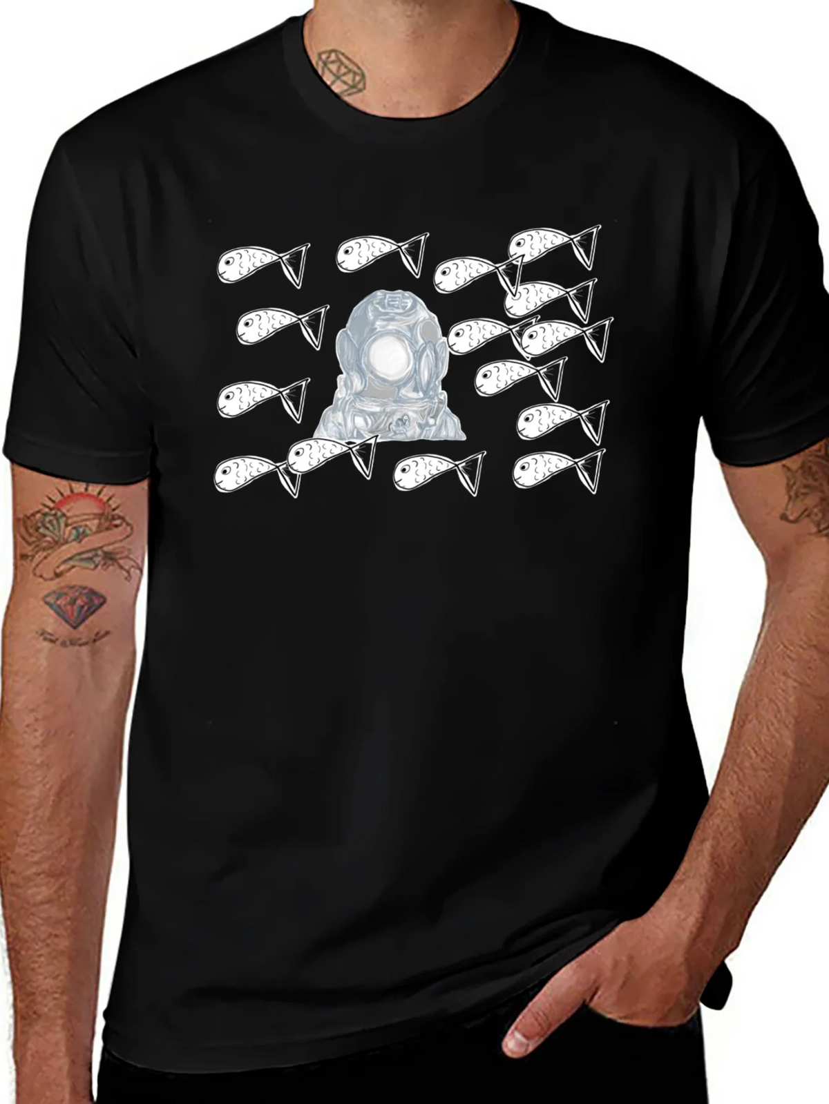 Diver & Fish Graphic Tee - Black product image 1