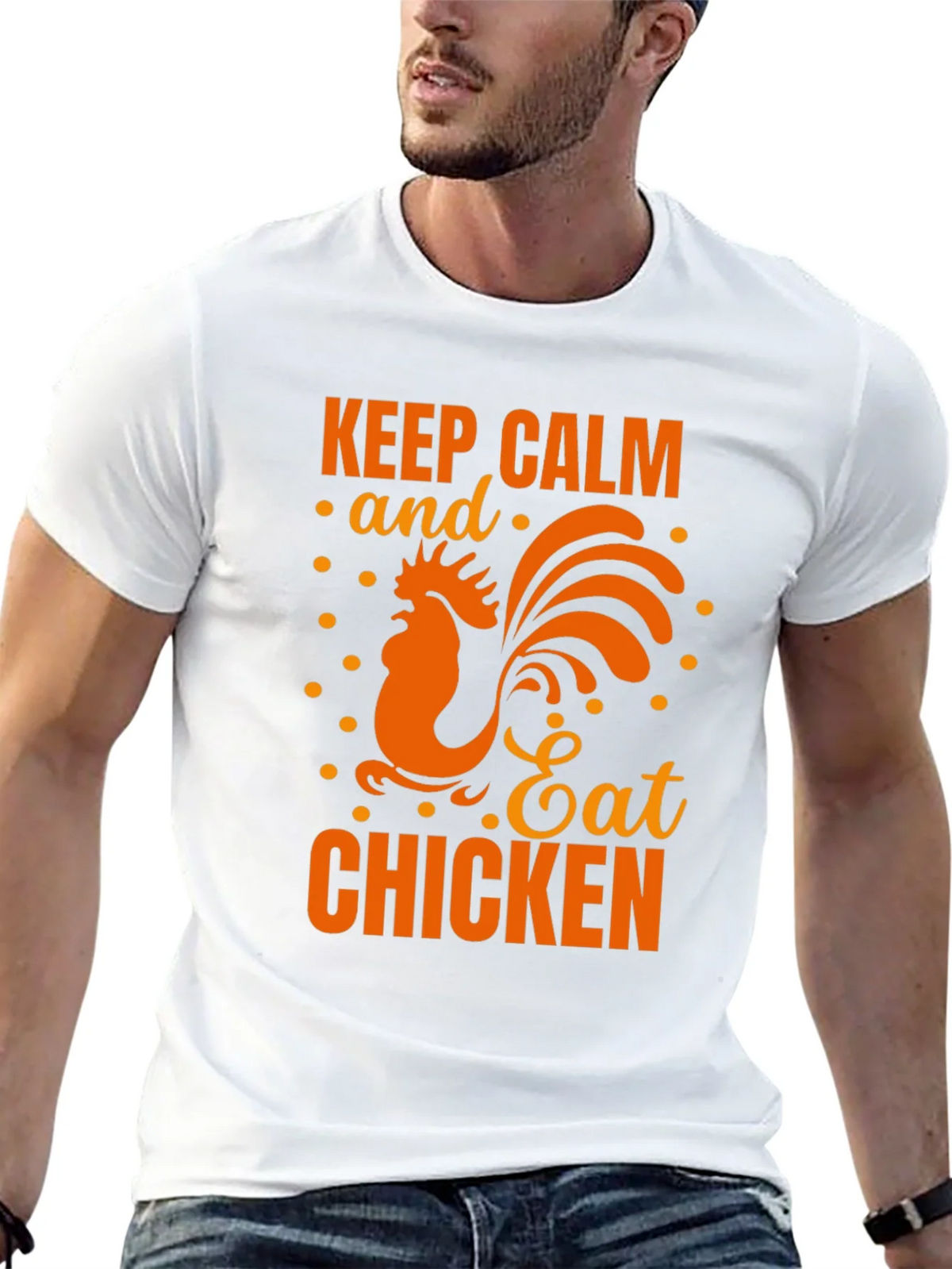 Keep Calm Eat Chicken Black Graphic T-Shirt product image 12