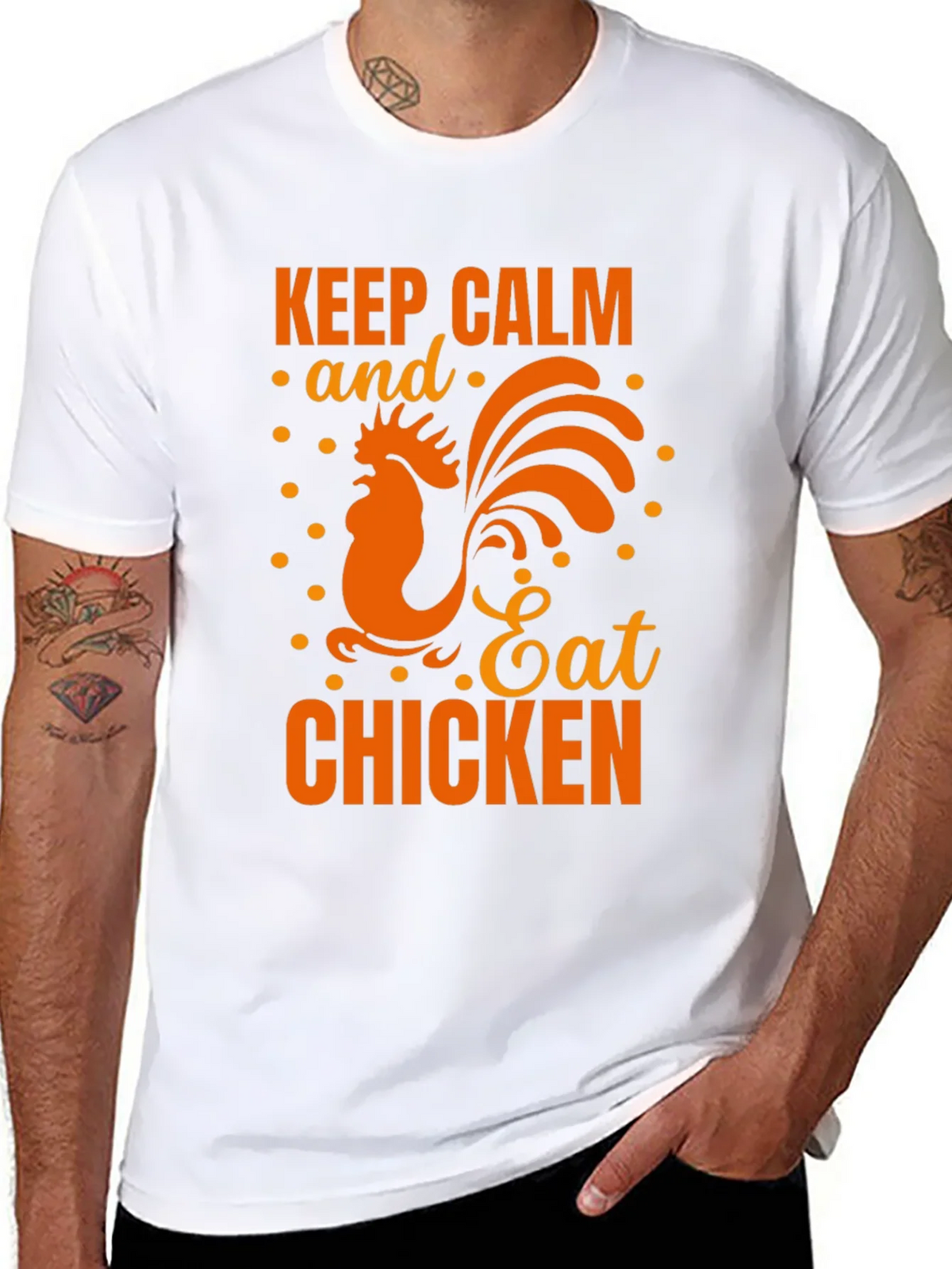 Keep Calm Eat Chicken Black Graphic T-Shirt product image 7