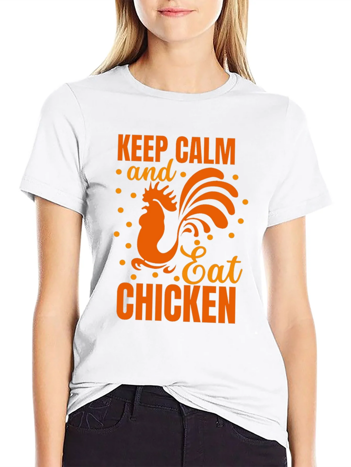 Keep Calm Eat Chicken Black Graphic T-Shirt product image 8