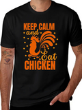 Keep Calm Eat Chicken Black Graphic T-Shirt product image 1