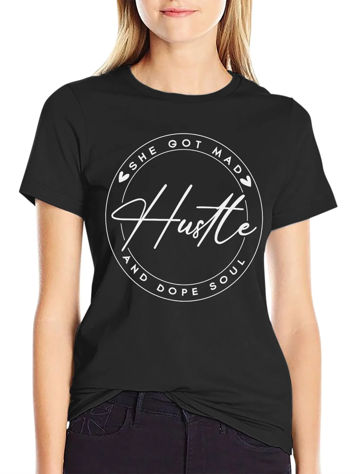 She Got Mad Hustle T-Shirt - Black Crew Neck Tee product image 2