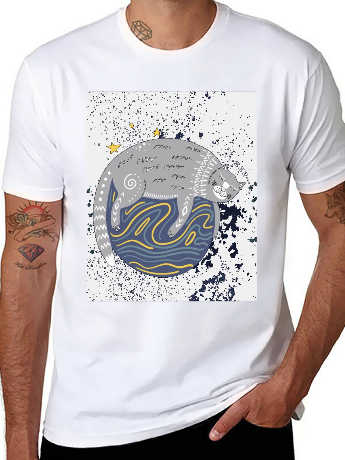 Cosmic Cat Black Graphic Tee product image 6