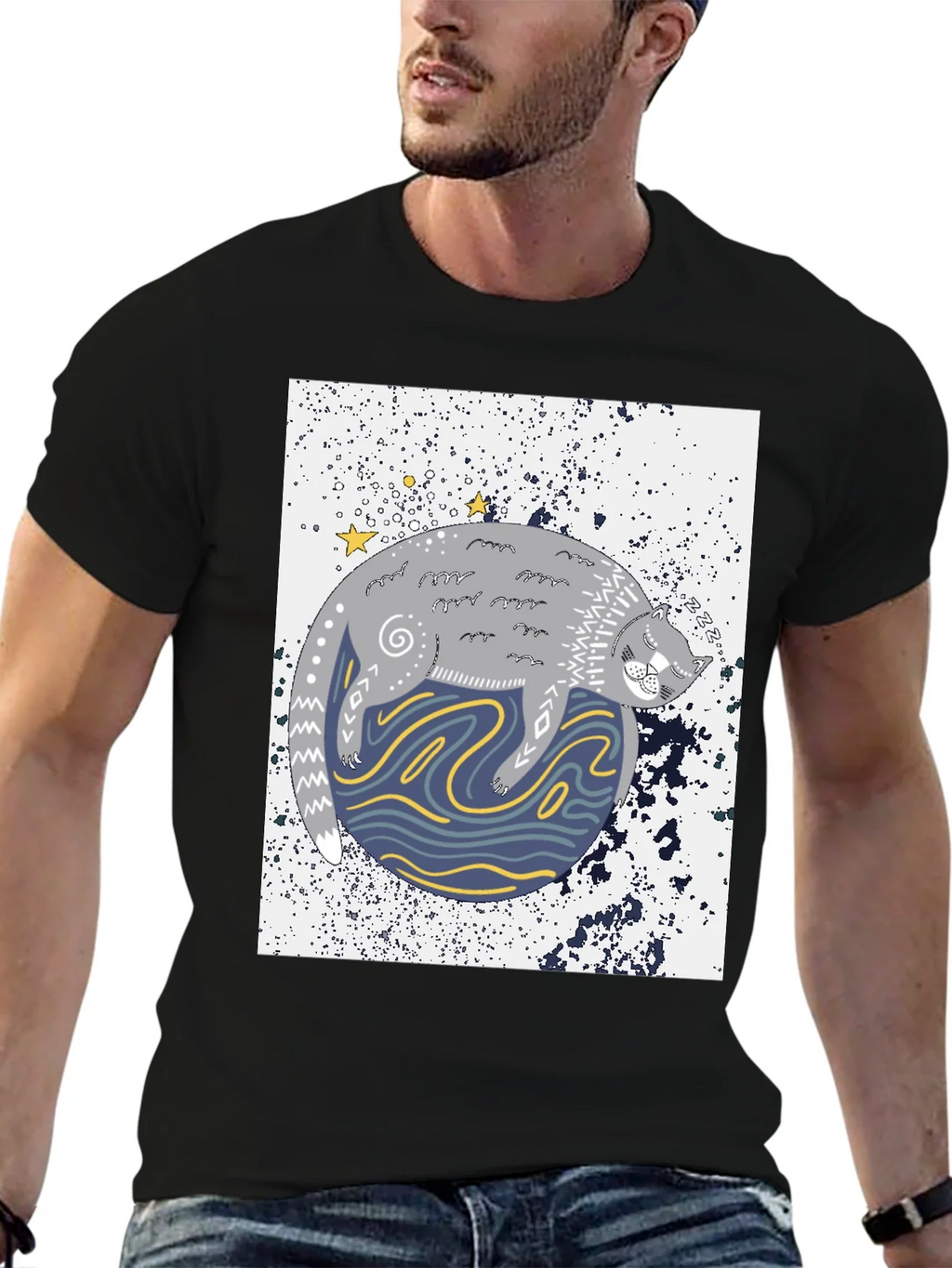 Cosmic Cat Black Graphic Tee product image 5