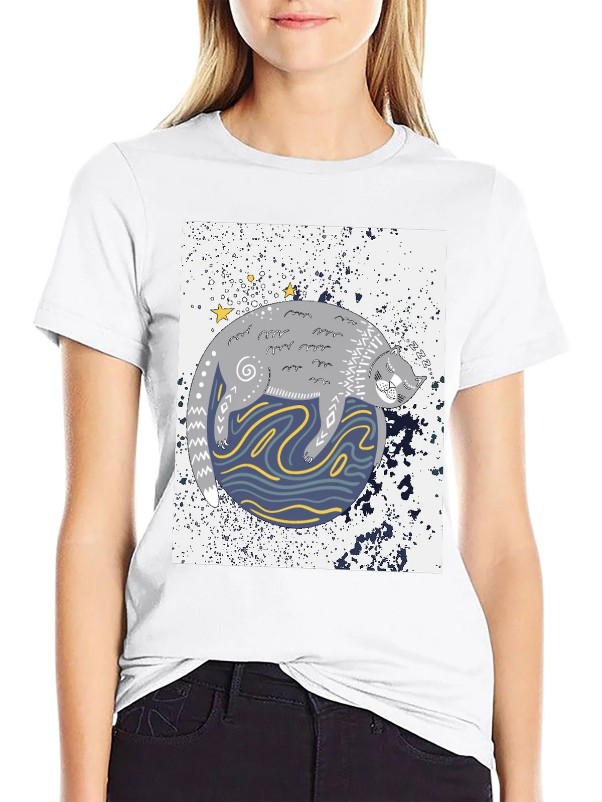 Cosmic Cat Black Graphic Tee product image 7