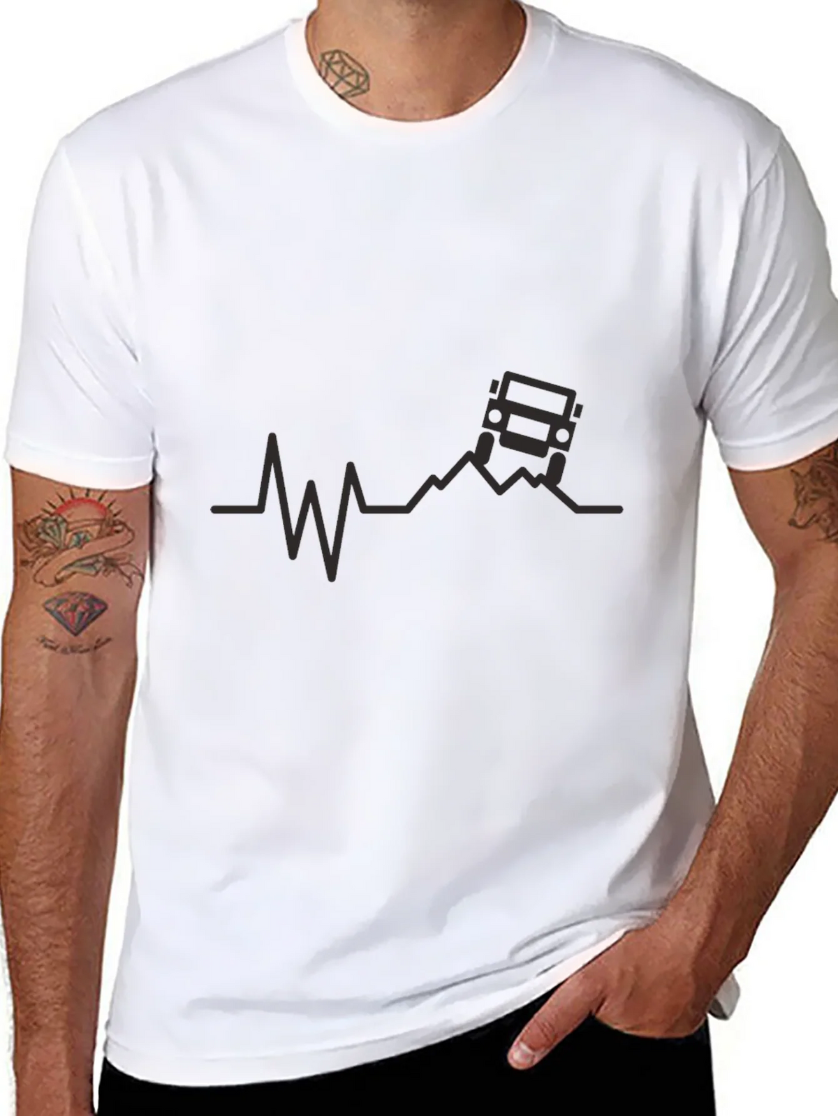 Off-Road Heartbeat T-Shirt - Black Graphic Tee product image 5