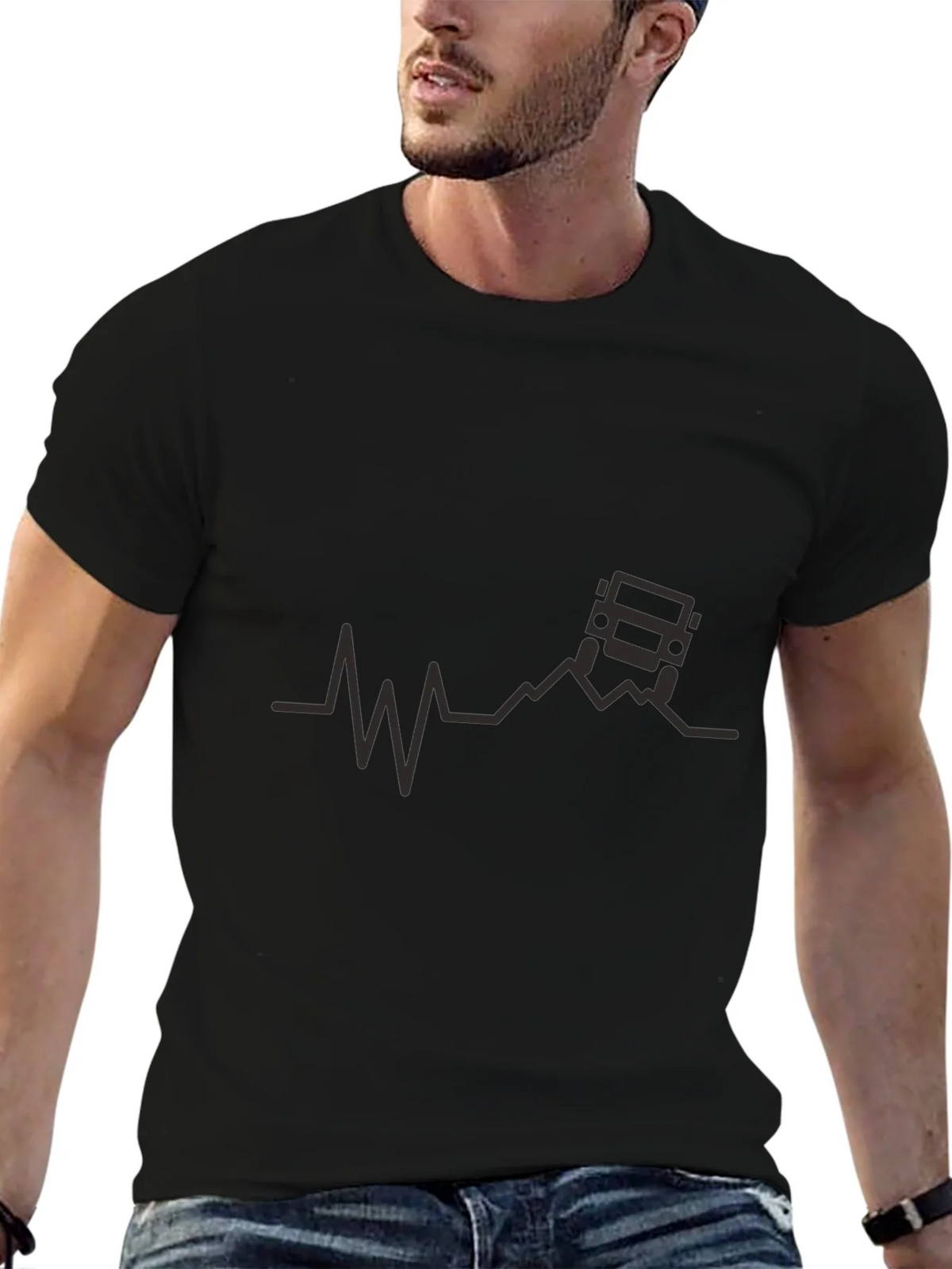 Off-Road Heartbeat T-Shirt - Black Graphic Tee product image 4