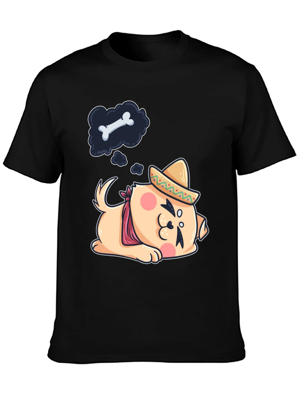 Cute Dog Sombrero Black T-Shirt product image 3