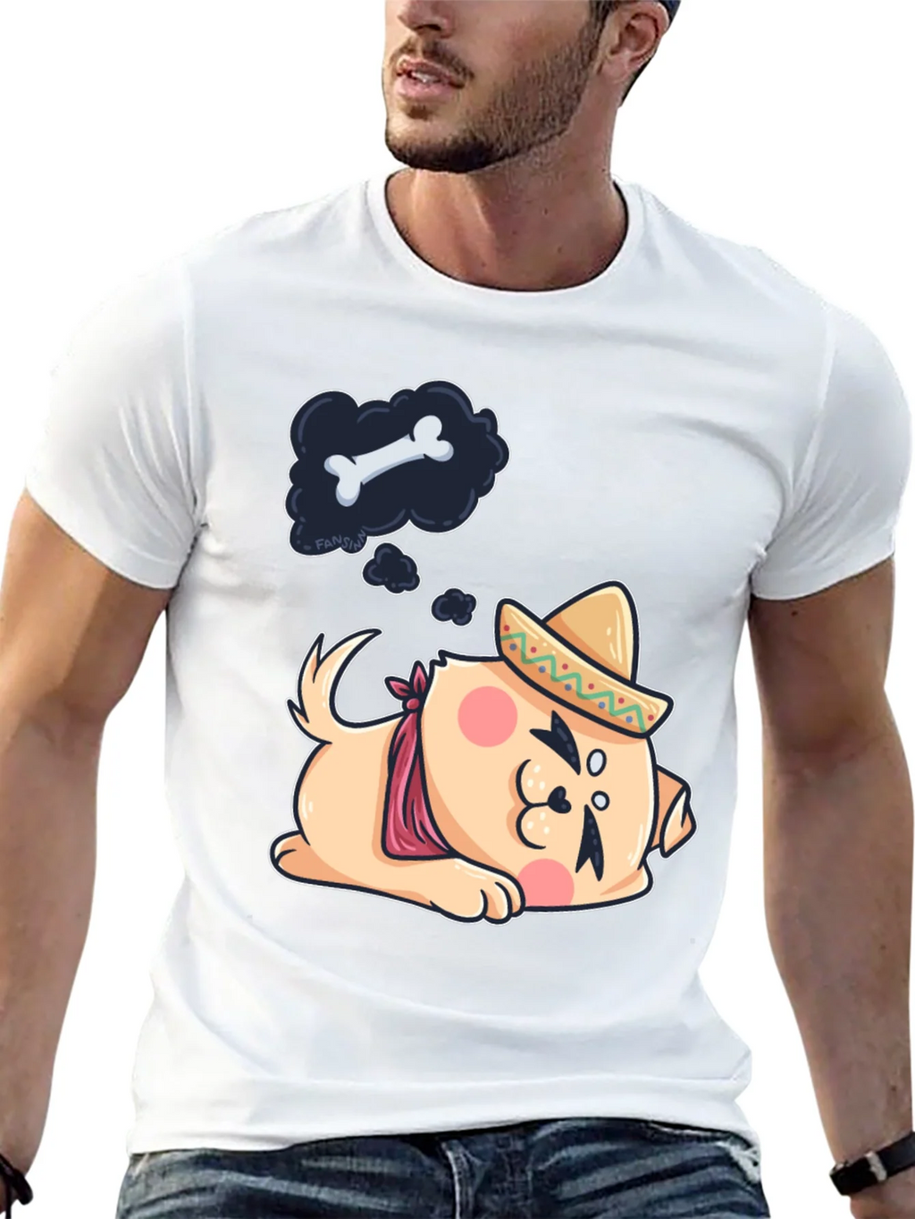 Cute Dog Sombrero Black T-Shirt product image 12