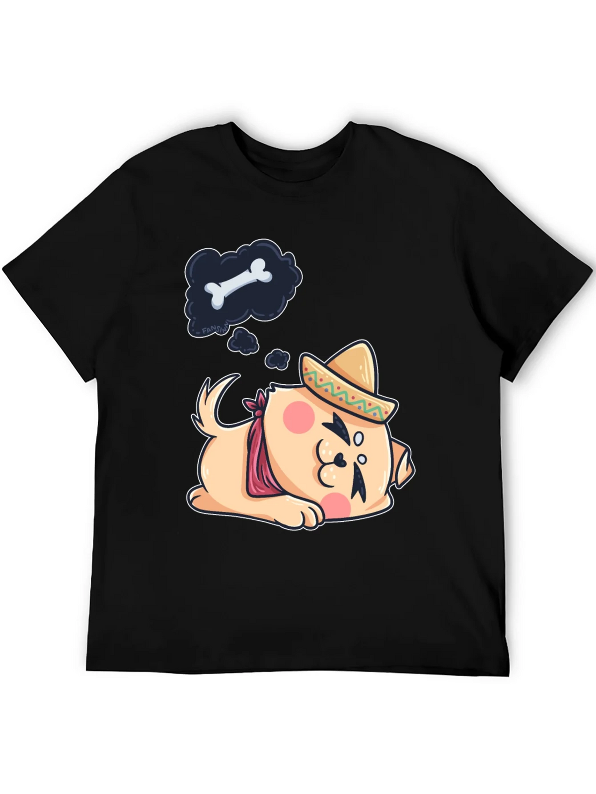 Cute Dog Sombrero Black T-Shirt product image 5