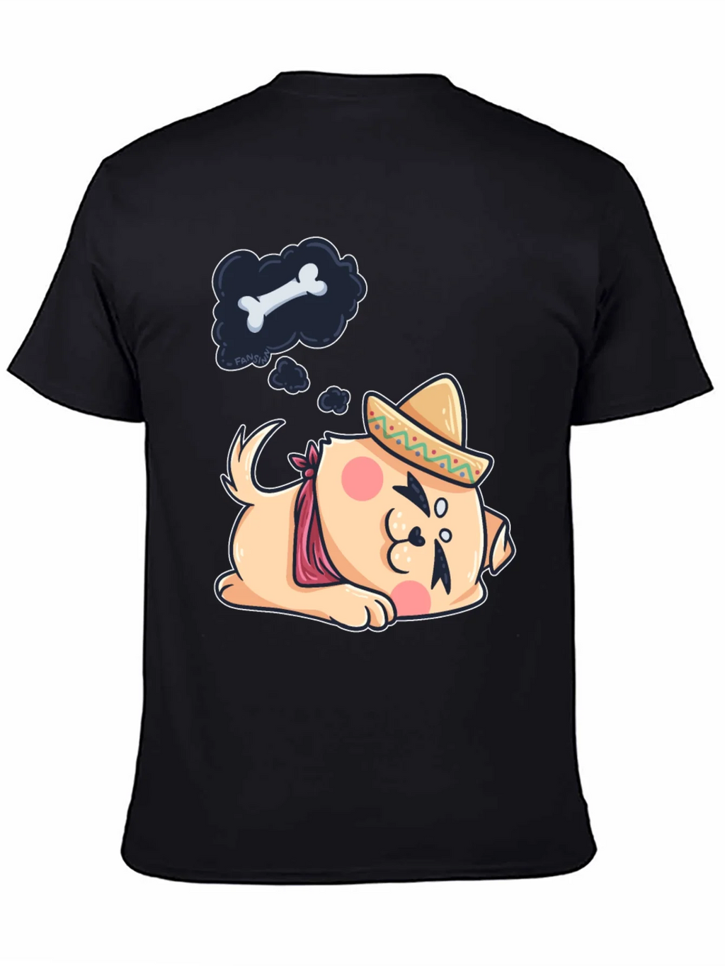 Cute Dog Sombrero Black T-Shirt product image 4