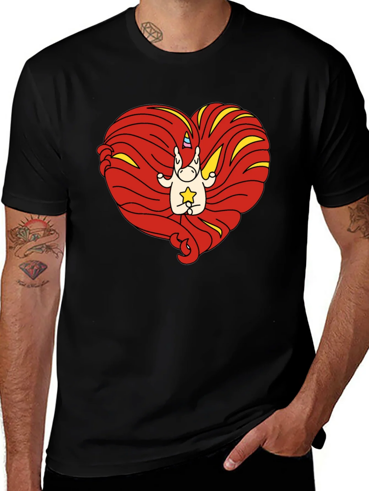 Unicorn Heart Graphic Tee - Mens Black T-Shirt product image 1