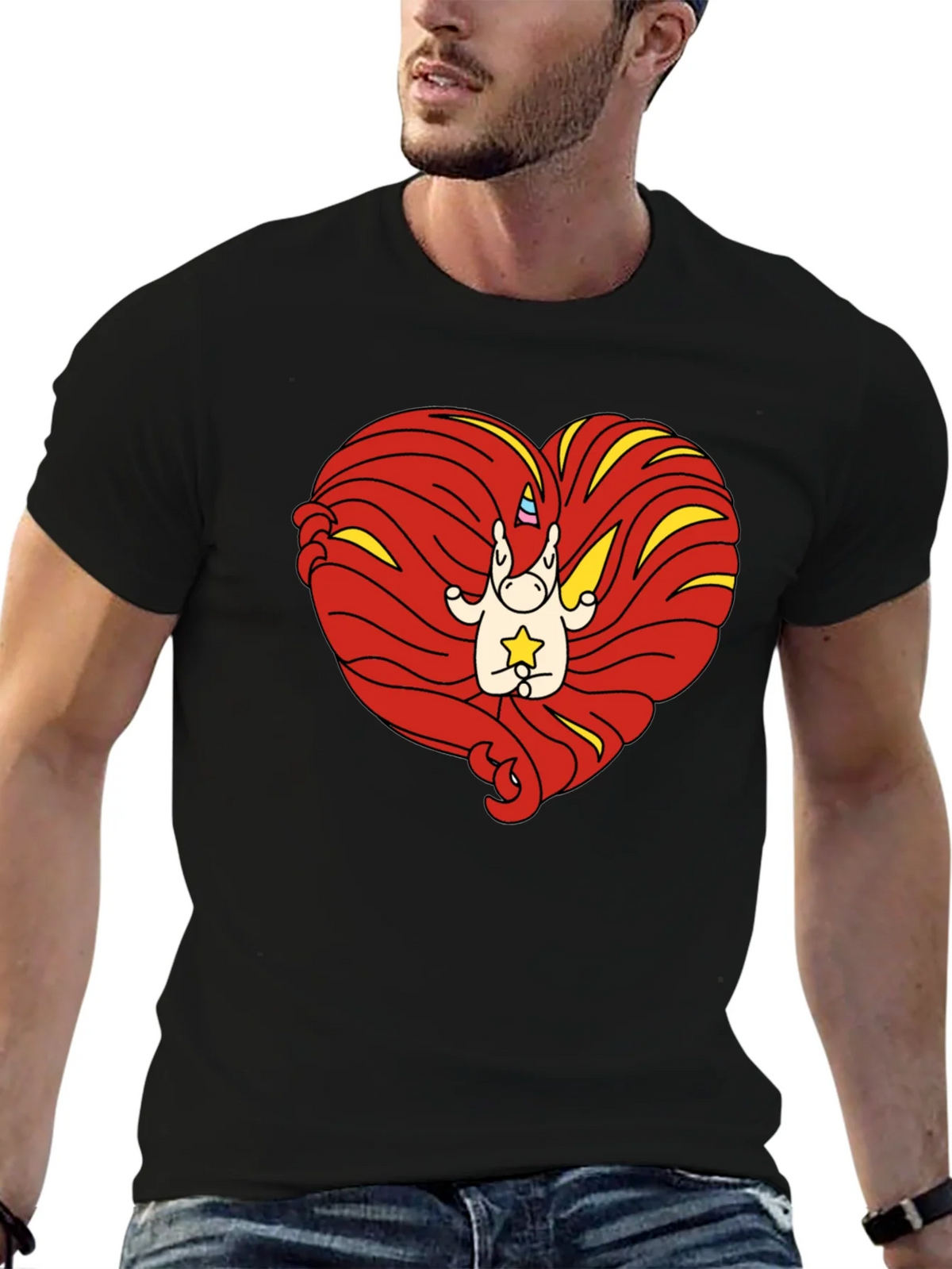 Unicorn Heart Graphic Tee - Mens Black T-Shirt product image 6