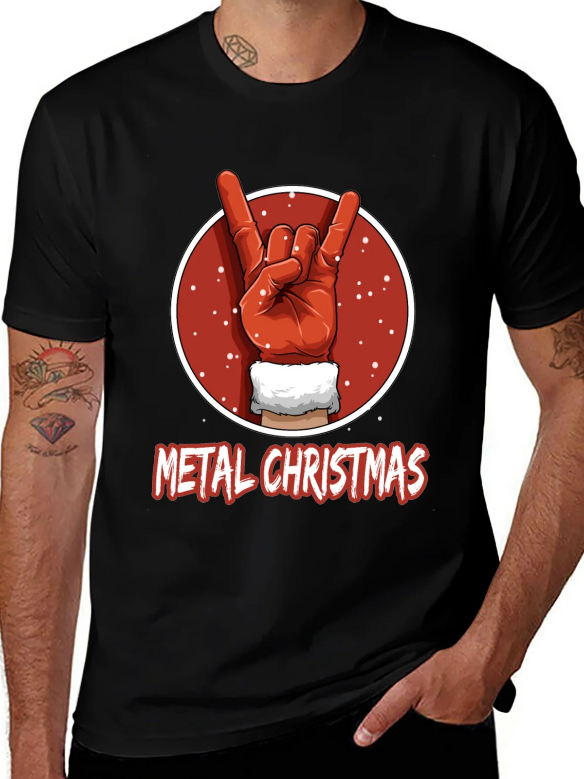 Metal Christmas T-Shirt - Rock On Santa! product image 1