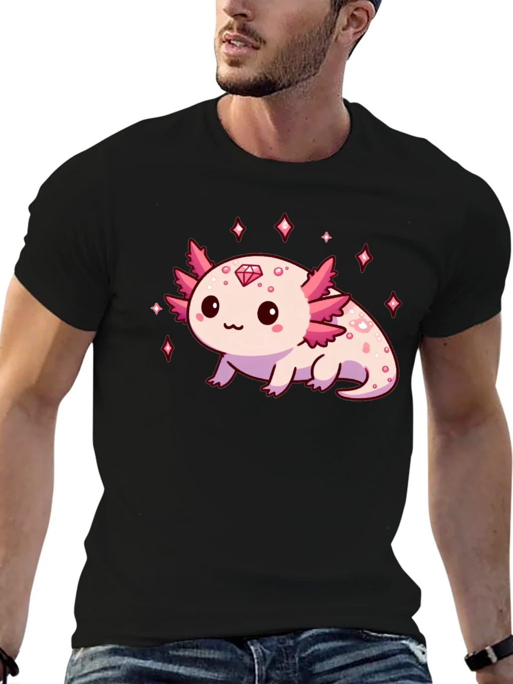 Axolotl Diamond Black T-Shirt - Cute & Stylish product image 5