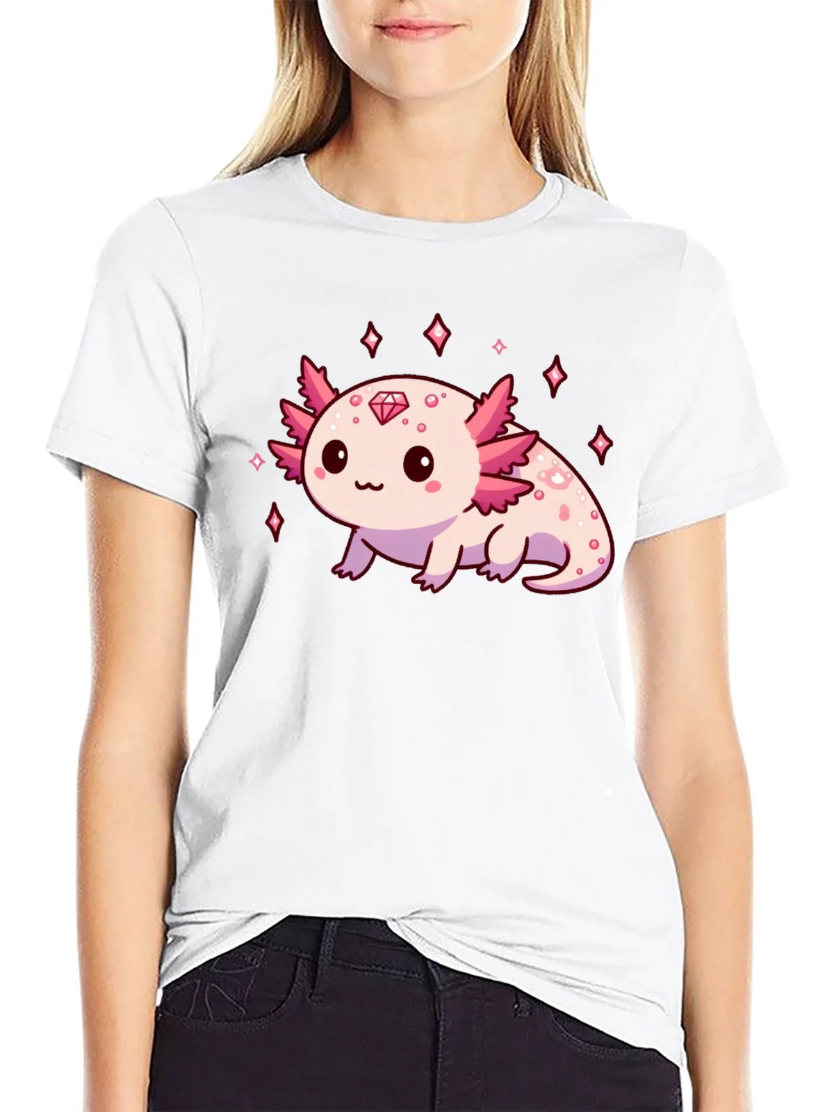 Axolotl Diamond Black T-Shirt - Cute & Stylish product image 7